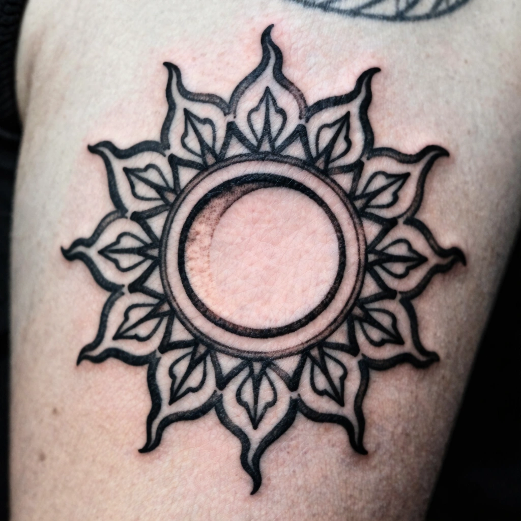 15. Mandala-Style Sun and Moon Tattoos