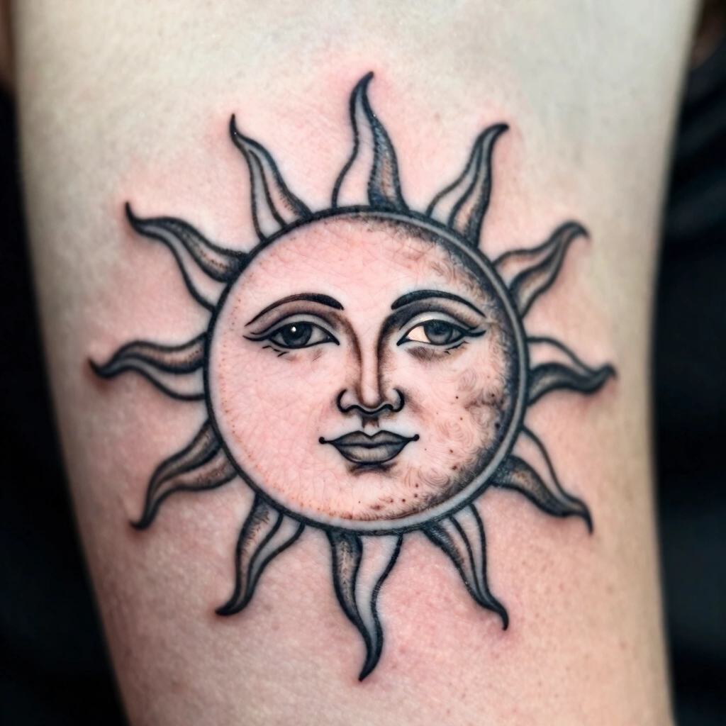16. Sun and Moon Face Tattoos