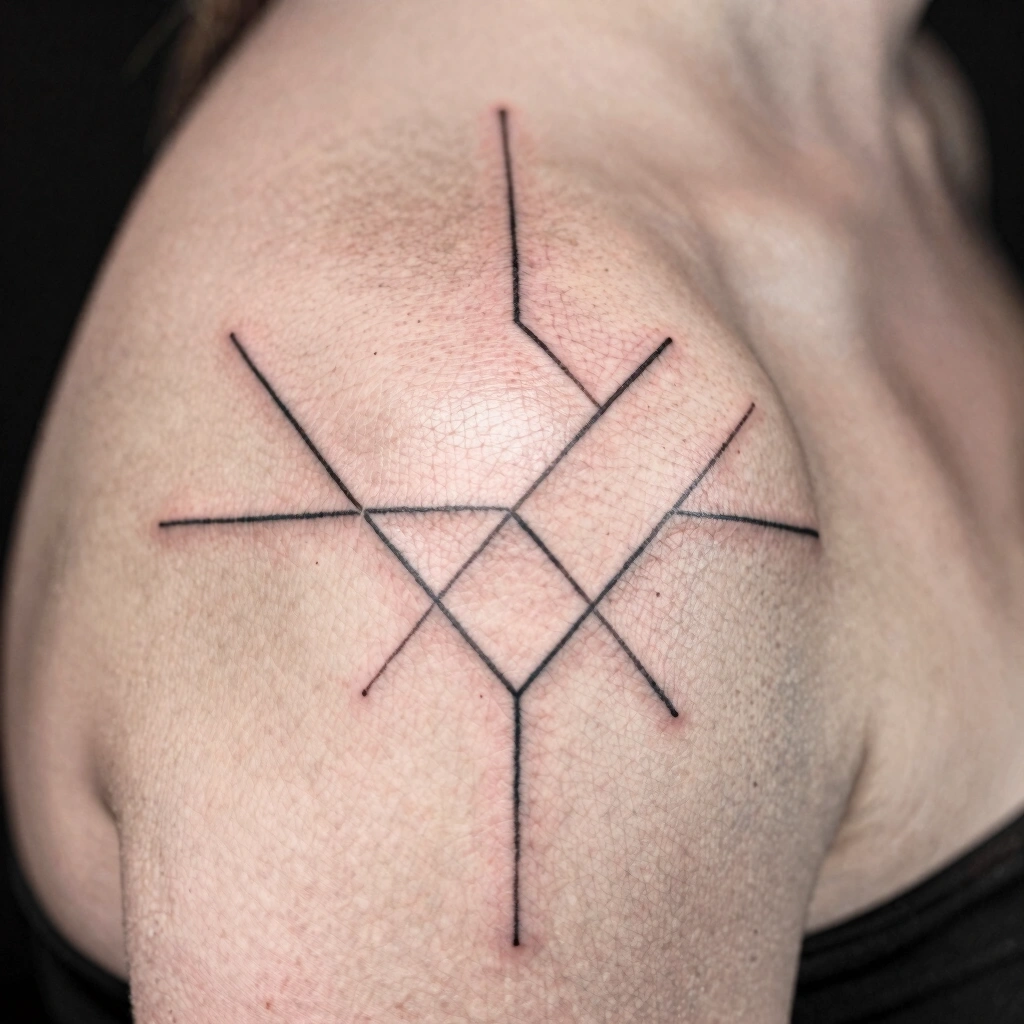 Fine-Line Geometric Shoulder Cap